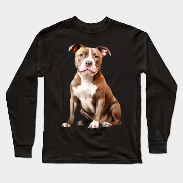 Pit Bull Long Sleeve T-Shirt by DavidBriotArt